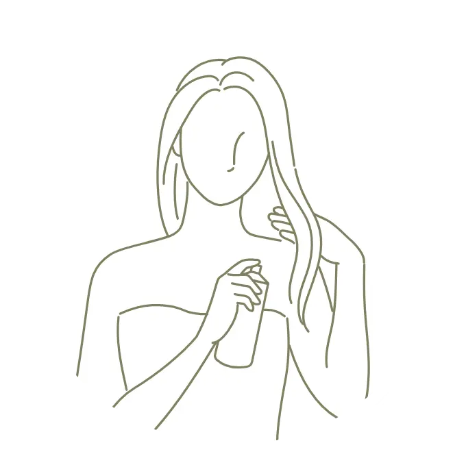 タオルドライ後、毛髪のダメージが気になる部分に塗布